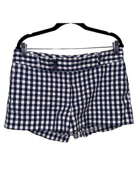Banana Republic Womens Navy & White Gingham Shorts Size 12